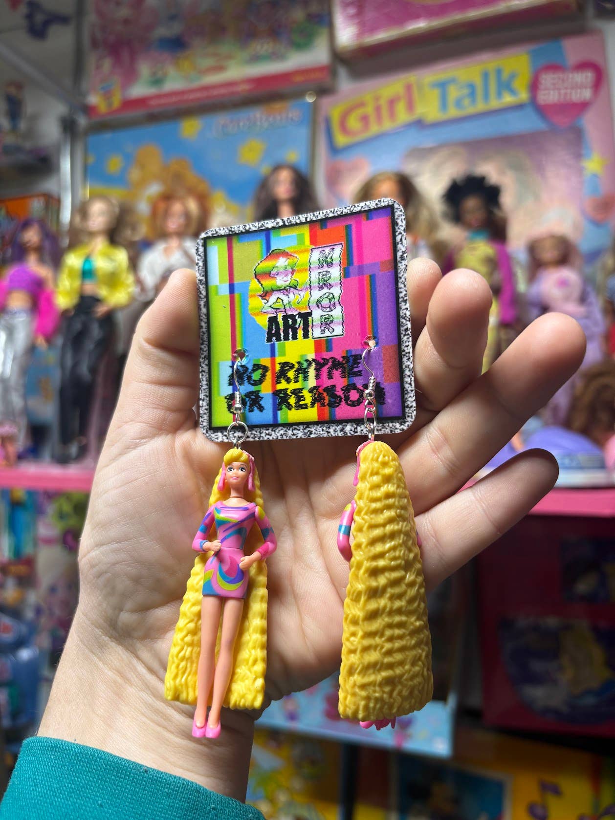 NO RHYME OR REASON ART - Wholesale Dangle Earrings - Totally Hair Barbie Doll Earrings - 90s Nostalgia, Posable1
