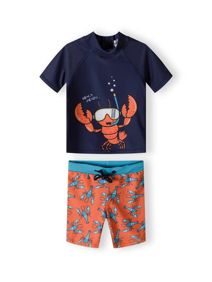 Boys swimwear 2 piece rash top and shorts bright orange 9m-8y for wholesale by Minoti sp. z o.o.