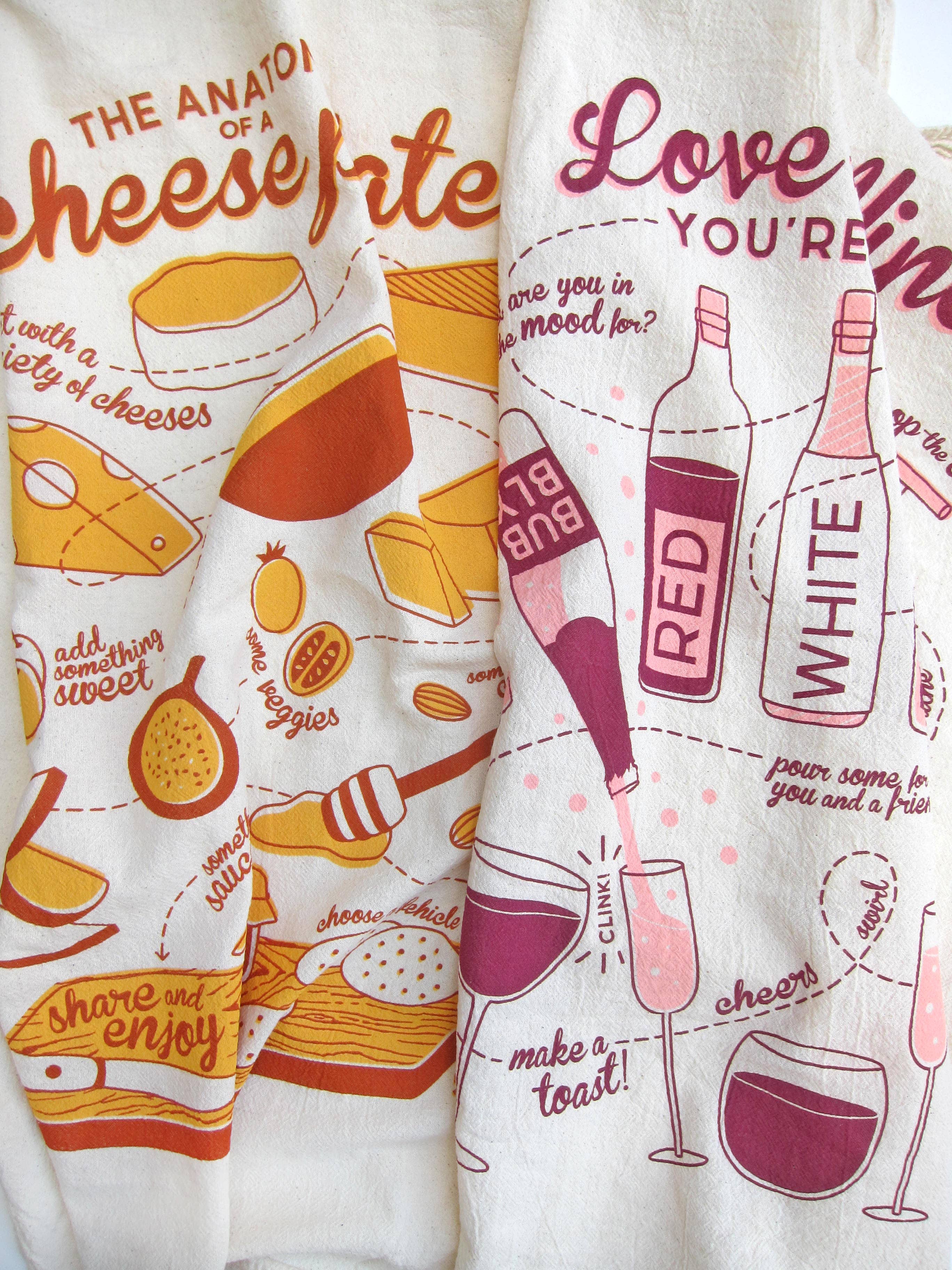 The Neighborgoods - Wholesale Tea Towel - PERFECT PAIRING (Wine, Cheese) - Tea Towel Set of 25