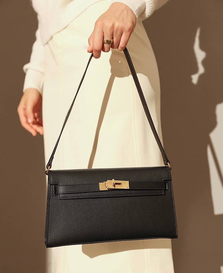 Sook Stainable - Vendita all'ingrosso Tracolla - Donna - Borsa a tracolla a busta in vera pelle con chiusura metallica19