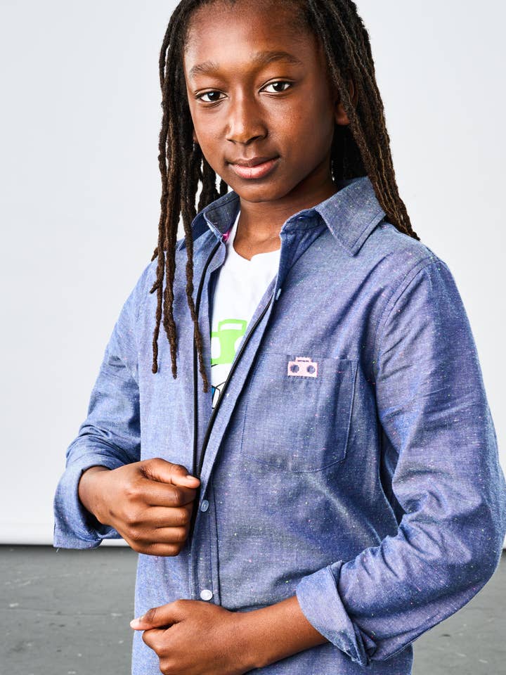 Chambray Button-down Zip Shirt for wholesale by StereoType