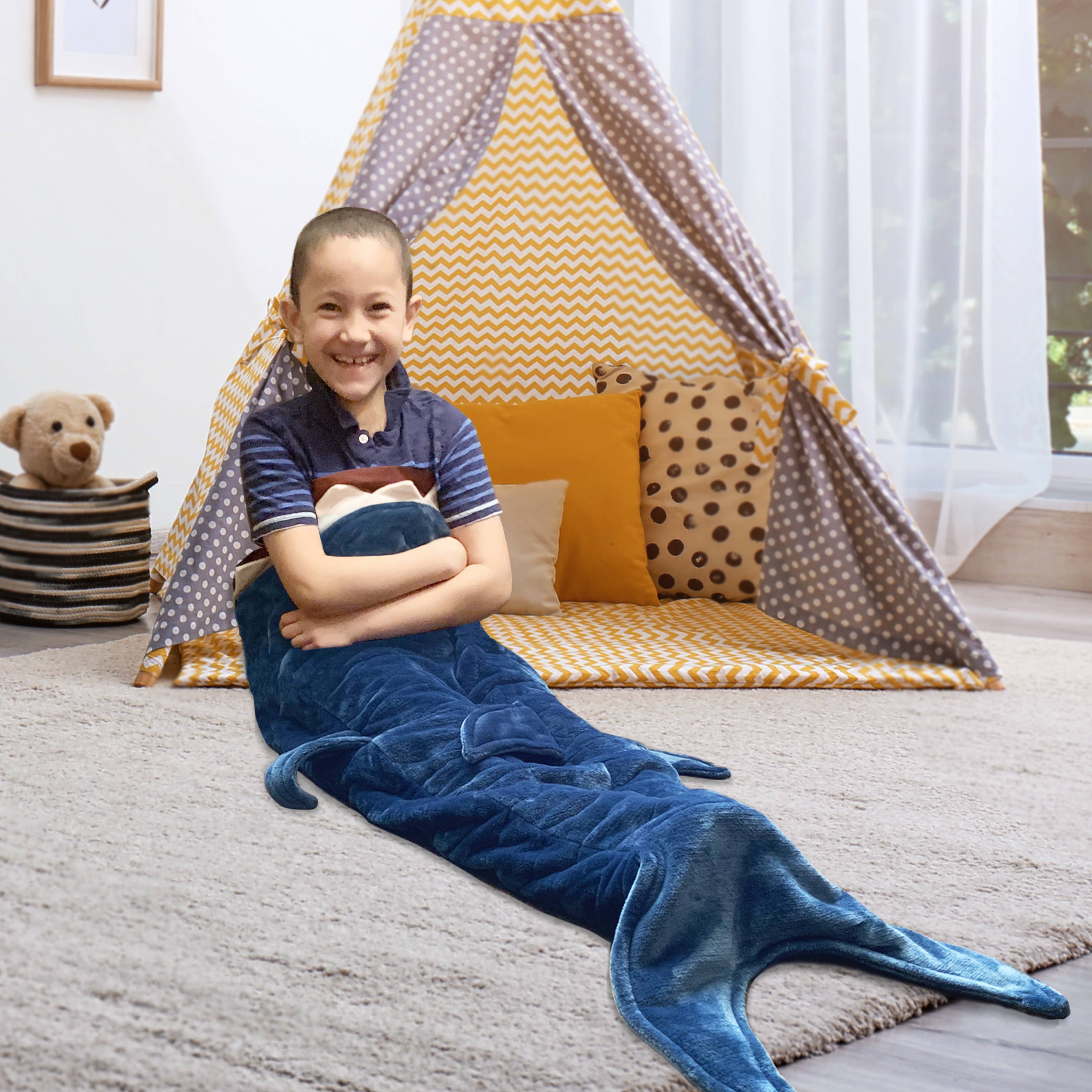 Sutton Home Fashions LLC - Wholesale Bedding Blanket - Kids & Baby - Dream Theory Shark Weighted Throw Blanket 5 lb7