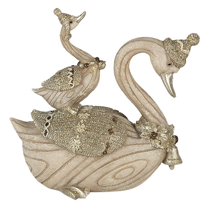 Clayre & Eef - Wholesale Decorative Figurine - 6PR4687 Figurine Swan 11x6x10 cm Beige Polyresin Home