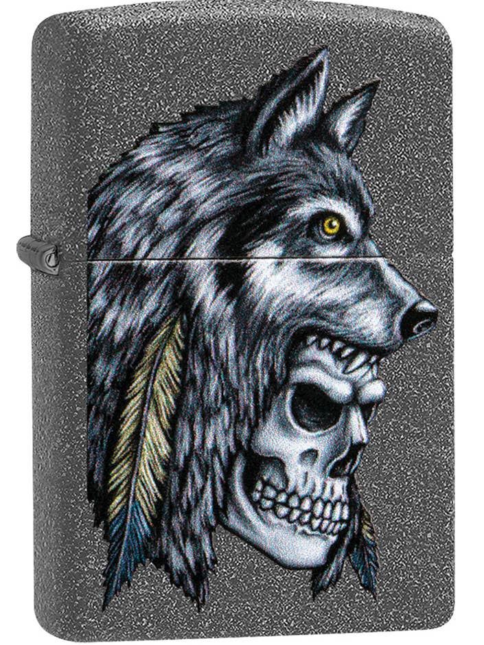 211 Wolf Skull Feather Design for wholesale by Zippo Manufacturing Company