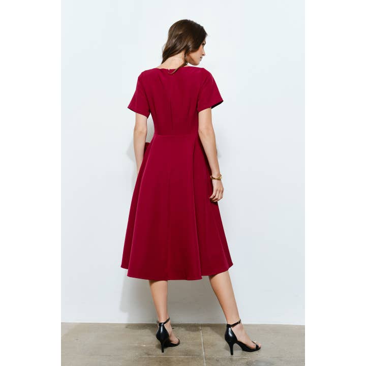 INA - Wholesale Dress - Women's - Elegant Rose Applique A-Line Midi Dress8