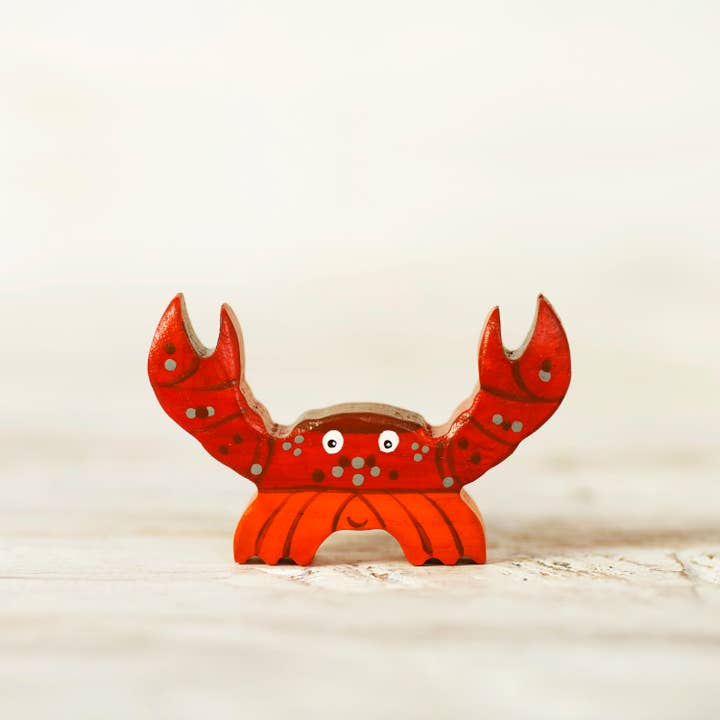 Wooden crab toy Crayfish figure Sea Animals for wholesale by Wooden Caterpillar Toys
