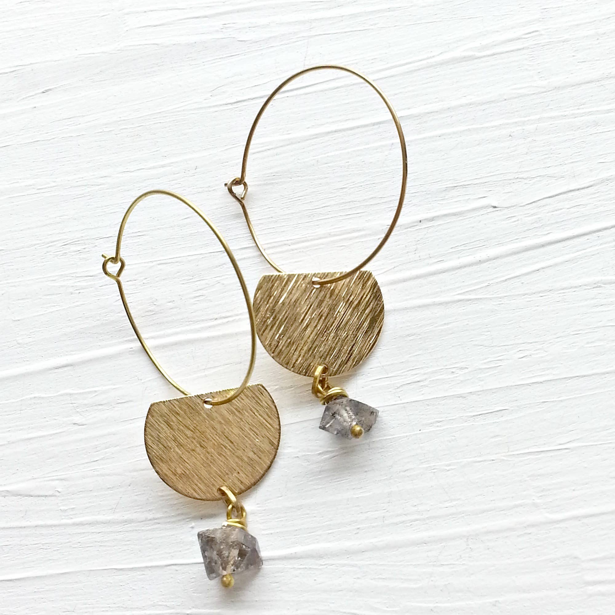 Rose and Della - Wholesale Dangle Earrings - Hoop and Semi Circle Earrings with Quartz Stones1