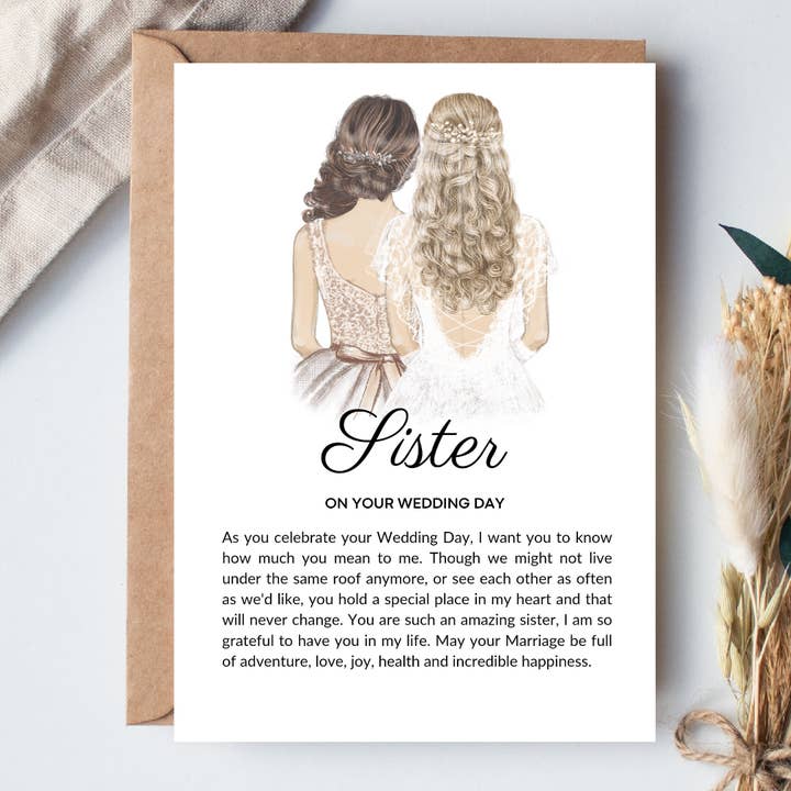 Sister Wedding Day Printed Poem for wholesale by Boho Babe UK Studio