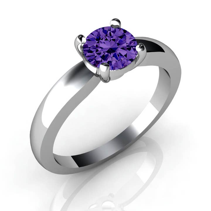 Glimmering Handmade – Großhandel Einzelstein-/Solitär-Ring – Birthstone Swarovski® Kristallring in Lavendelviolett