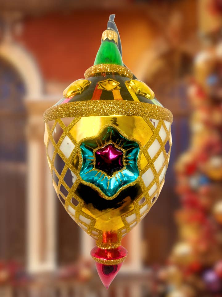 Harlequin Lantern Polish Glass Christmas Ornament for wholesale by Kenzies of London