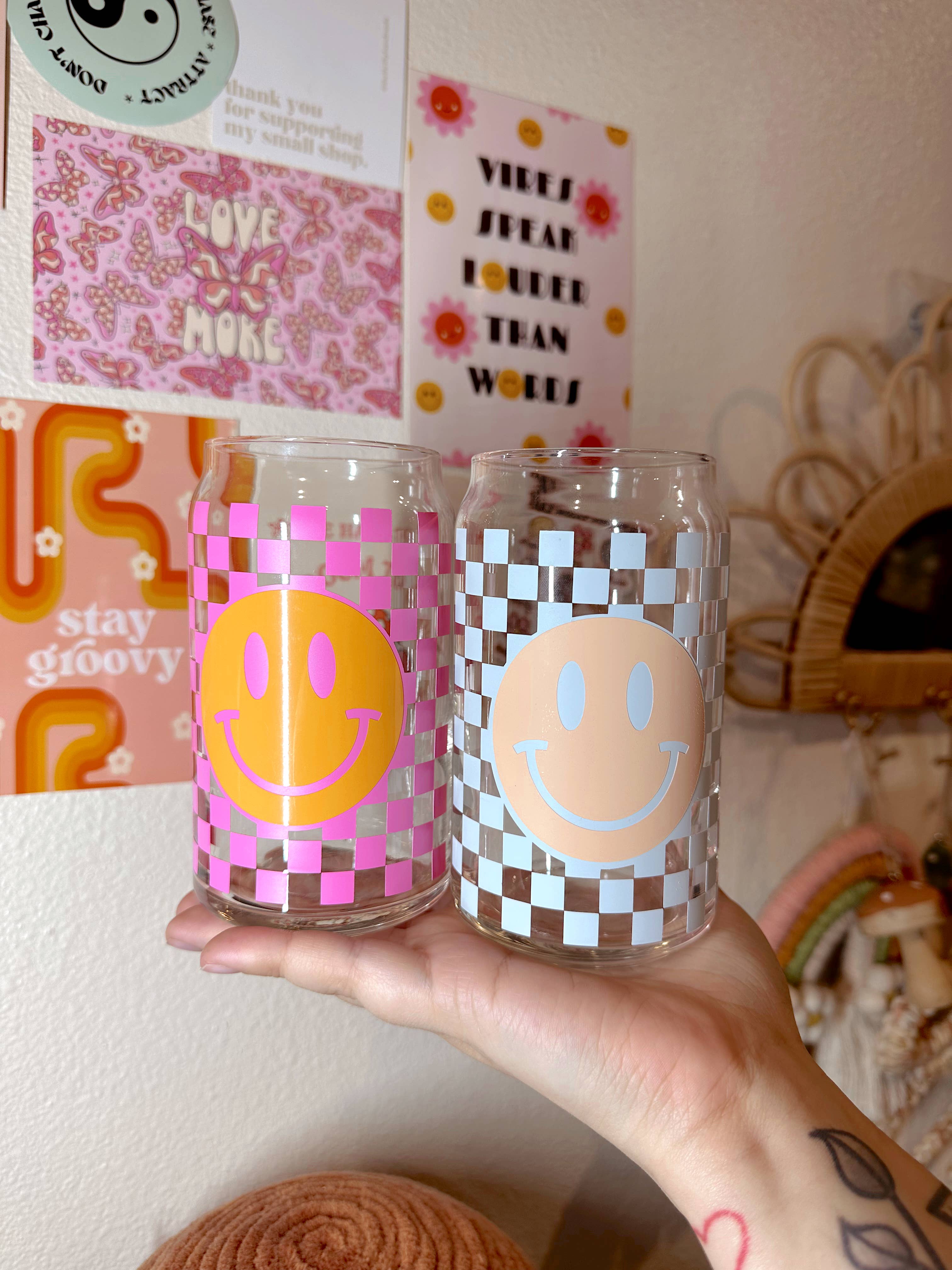 amarieacreates – Engroshandel Drikkeglas/kop – You Make Me Happy | Smiley ansigt med tern | Glas2