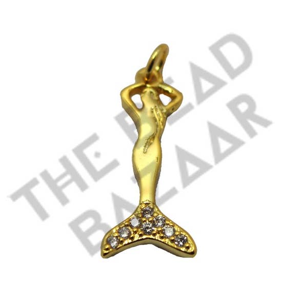 The Bead Bazaar - Wholesale Individual Charm/Pendant - Rose Gold Dainty Little Mermaid Charm For Necklace, Rose Gol