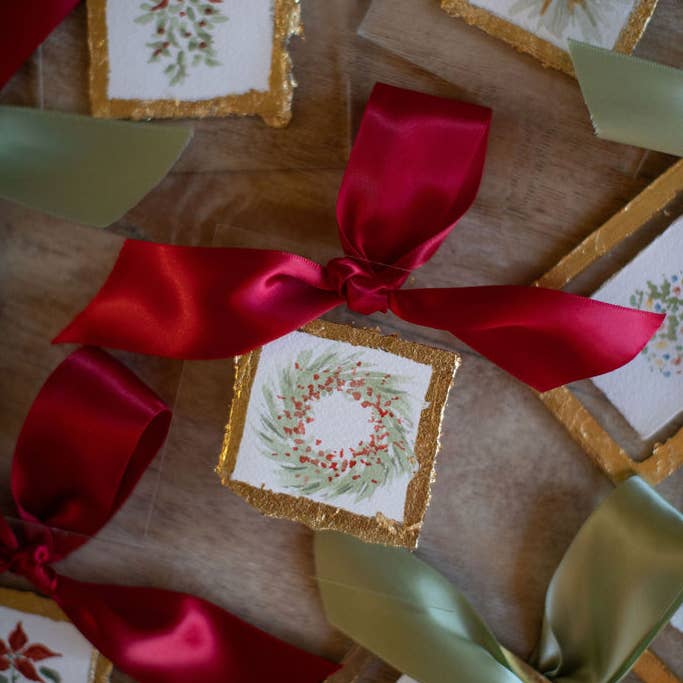 Porter Rivers Art - Wholesale Ornament - The Wreath - Hand Painted Watercolor Ornament2