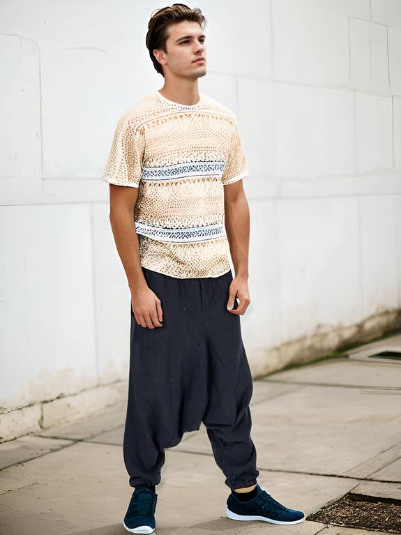 Pantaloni Saruel neri per la vendita all'ingrosso da parte di Kimago Look