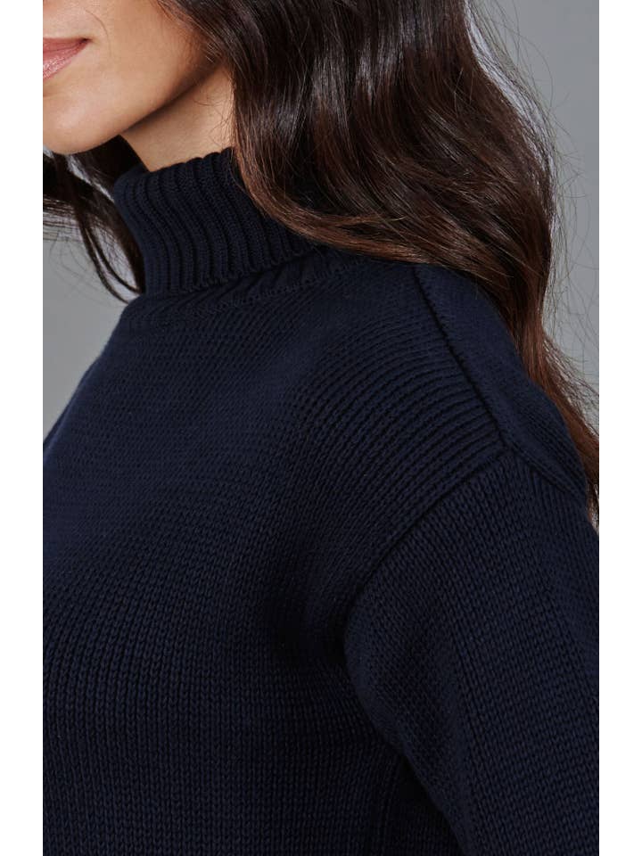 Paul James Knitwear - Vente Pull en maille – femme - Pull à col roulé Submariner en pur coton épais pour femmes11