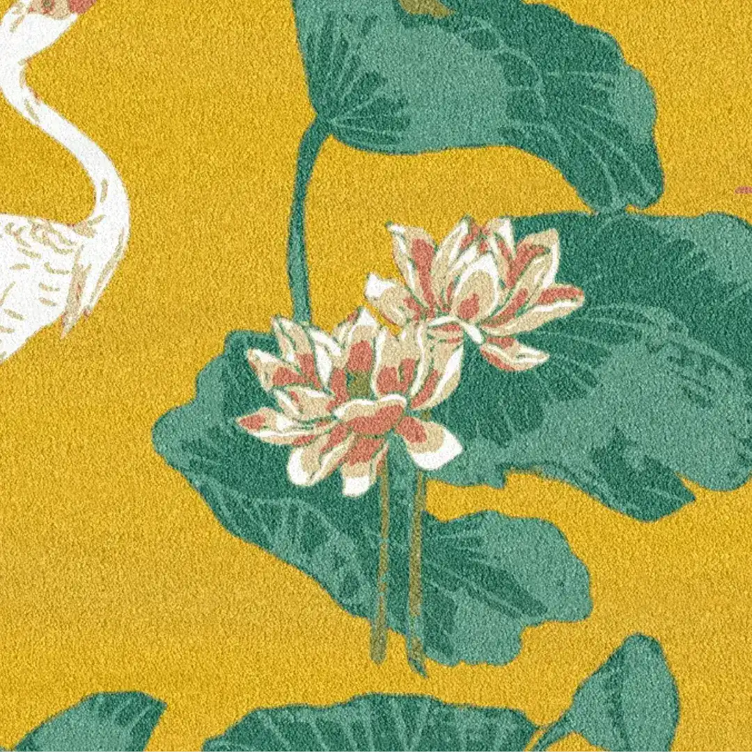 Maia Homes - Wholesale Area Rug - Cranes and Lotus in a Sunny Pond Hand Tufted Rug5