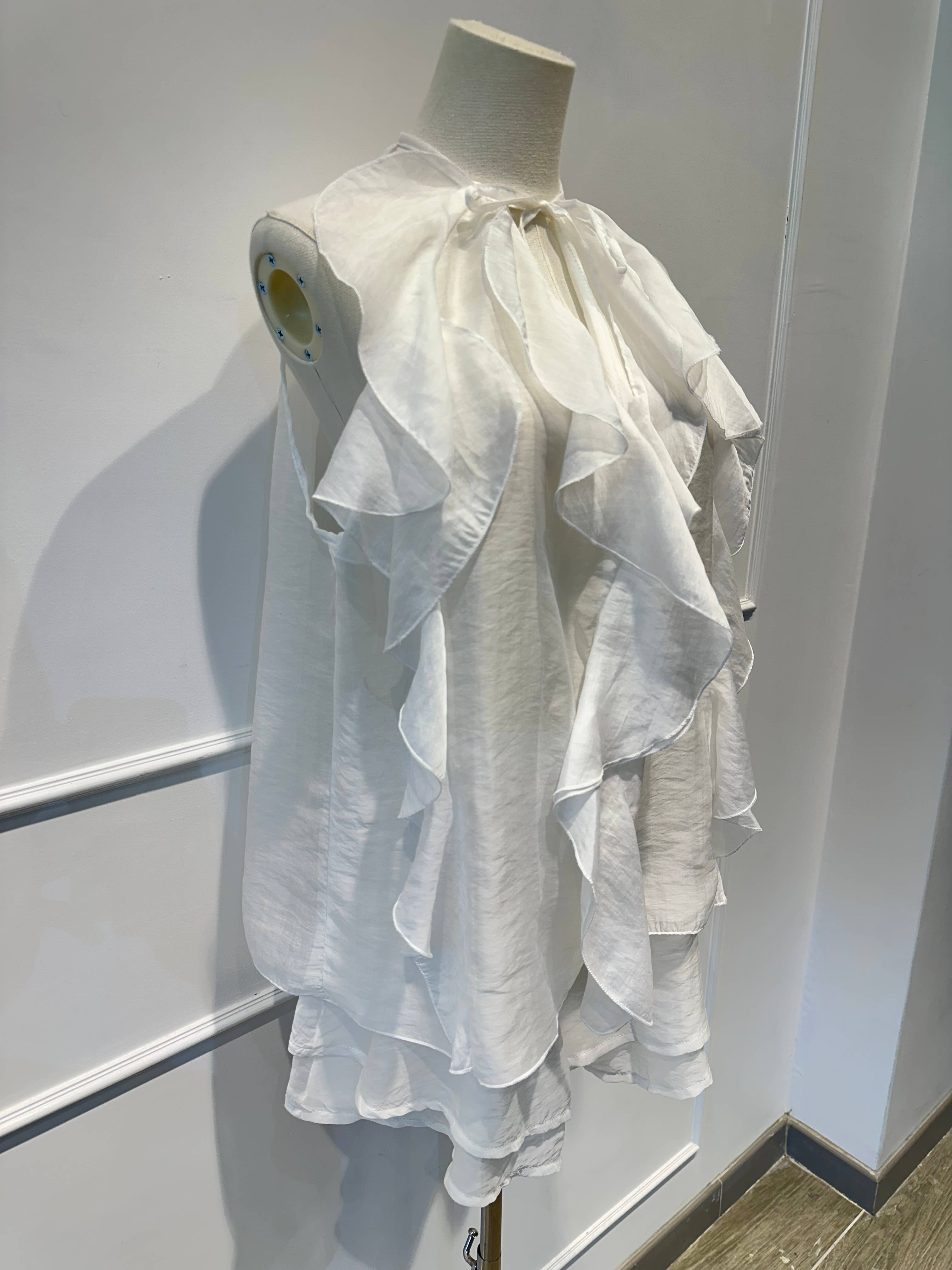 AMARIA - Vente Ensemble haut et short (PAS d'intérieur) - Femme - Ensemble Voile à Volants –Top Fluide & Short 7673674814