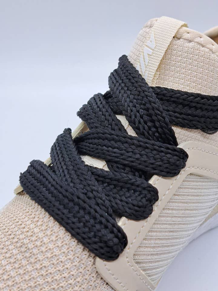 Wide Solid Shoelaces - Black for wholesale by The Shoelace Factory