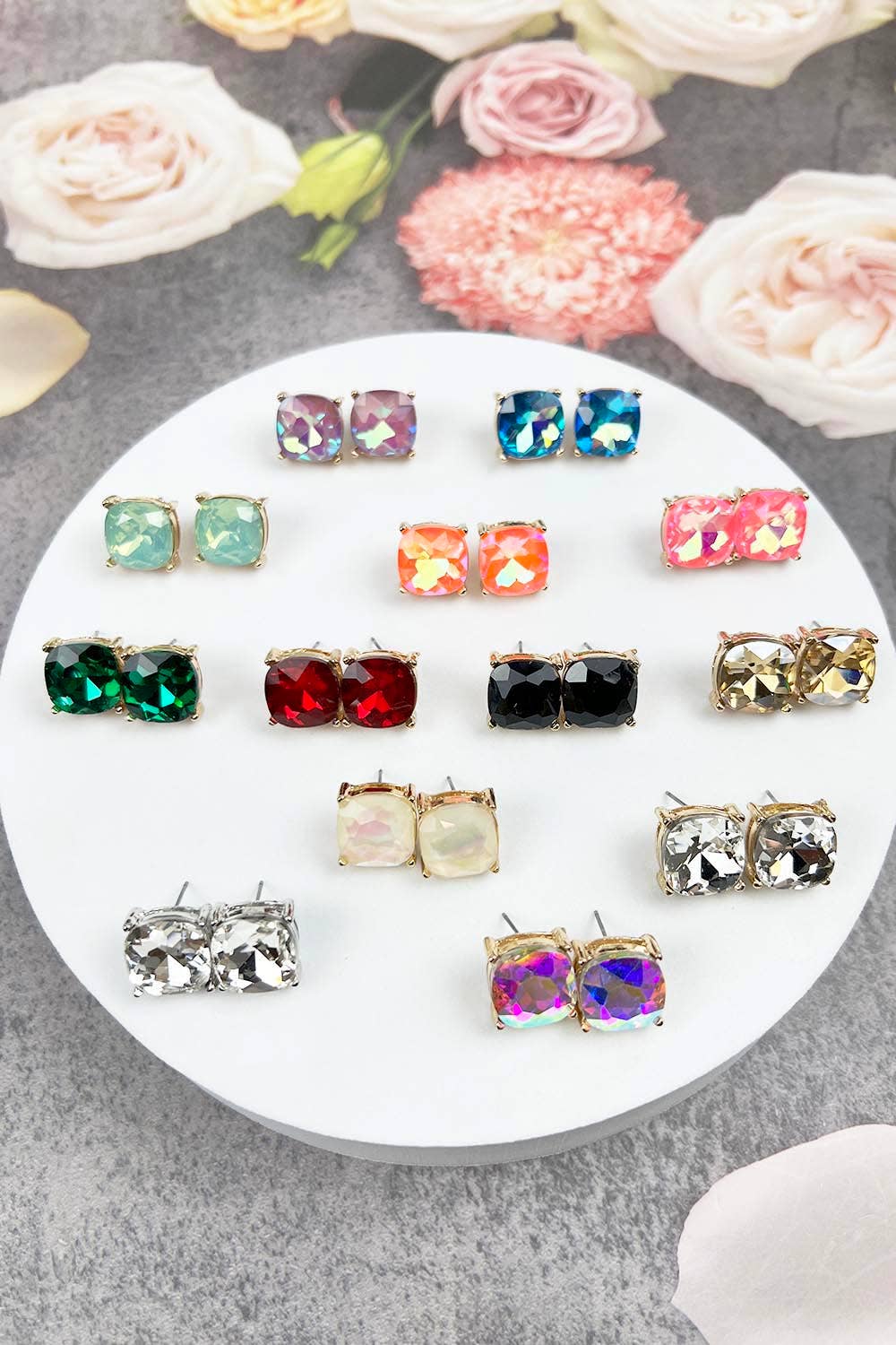 JHP Collection - Wholesale Stud/Post Earrings - VARIETY COLORS OF SEMI PRECIOUSGLASS POST EARRINGS14