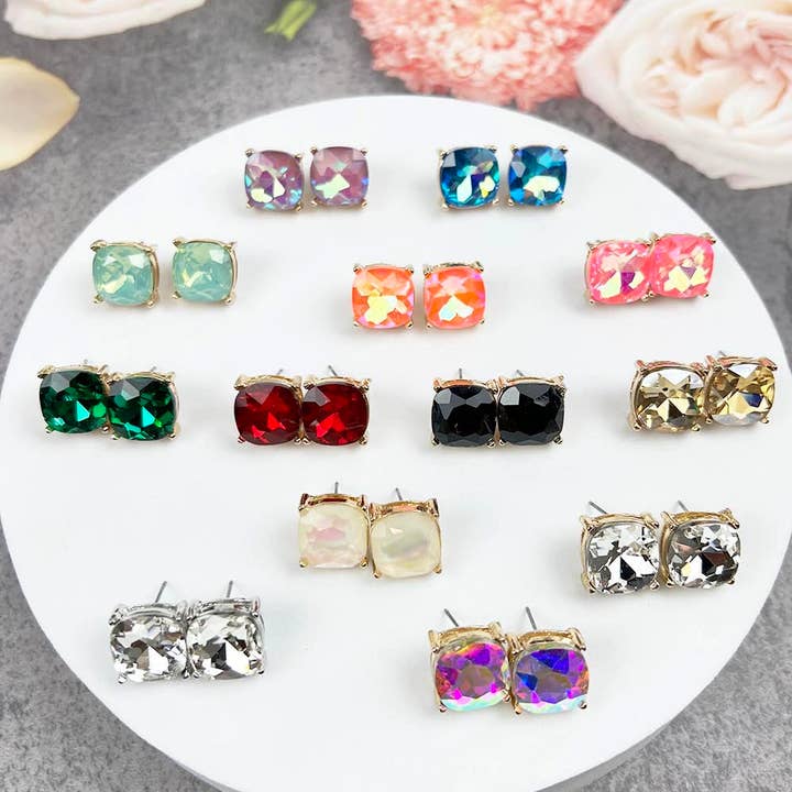 JHP Collection - Wholesale Stud/Post Earrings - VARIETY COLORS OF SEMI PRECIOUSGLASS POST EARRINGS14