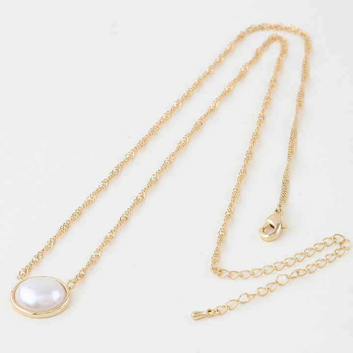 Colar de Corrente Torcida com Pedra de Pérola por atacado de 3AM BY H&D ACCESSORIES