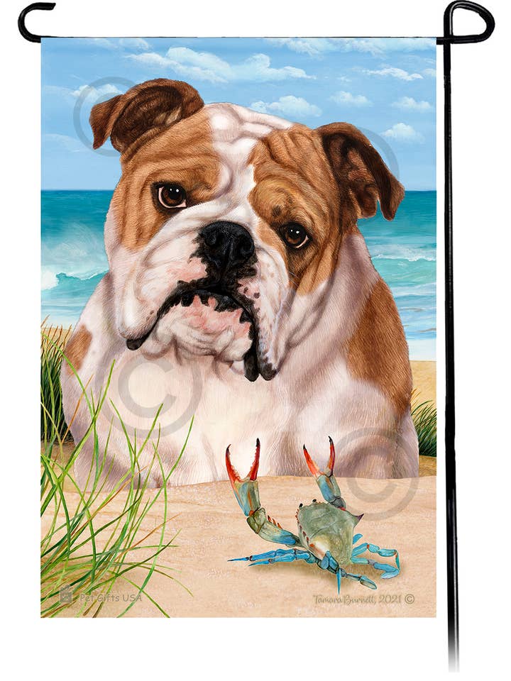 Bulldog Inglês Tan & White Summer Beach Garden Flag por atacado de Pet Gifts USA, LLC