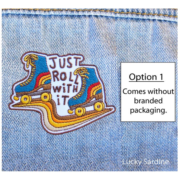 Lucky Sardine - Wholesale Patch - Roller Skate, Retro Roll With It, Embroidered Iron-On Patch