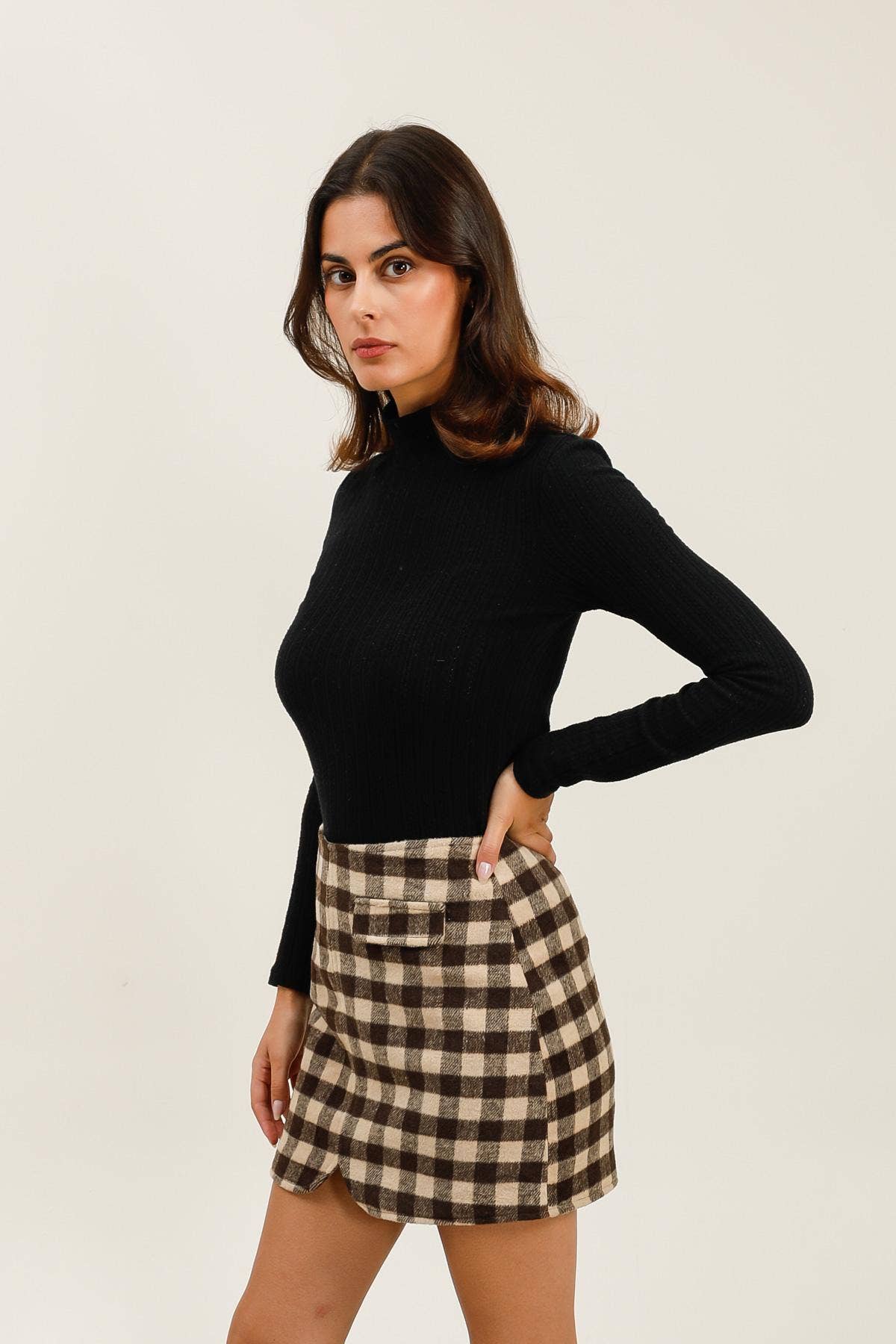 Daphnea - Wholesale Skirt - Women's - 32062 CHECKED SKIRT2