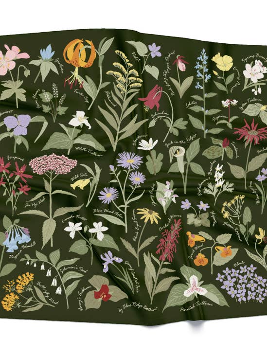 Field Guide Bandana to Appalachian Wildflowers for wholesale by Blue Ridge Botanic
