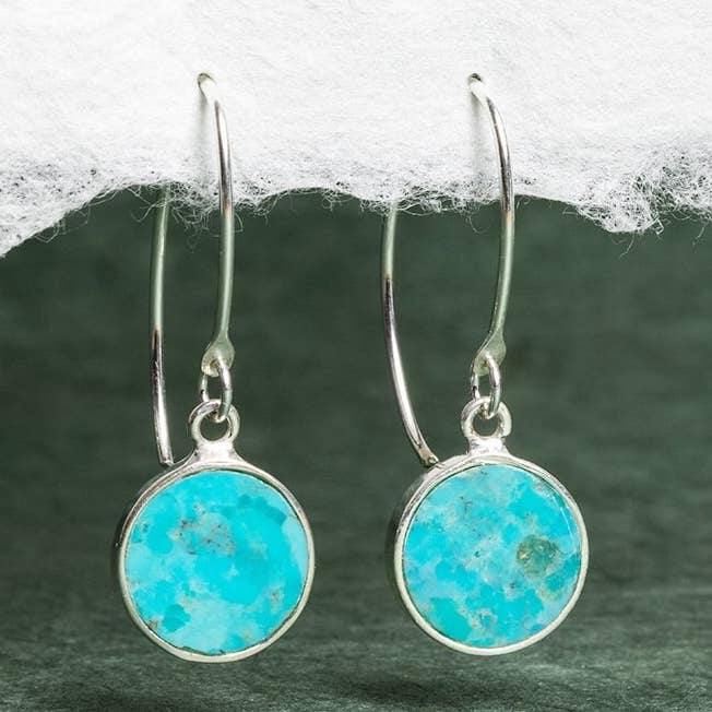 Turkoois 925 sterling zilveren oorbellen met lange ronde vorm voor wholesale door Soul & Little Rose