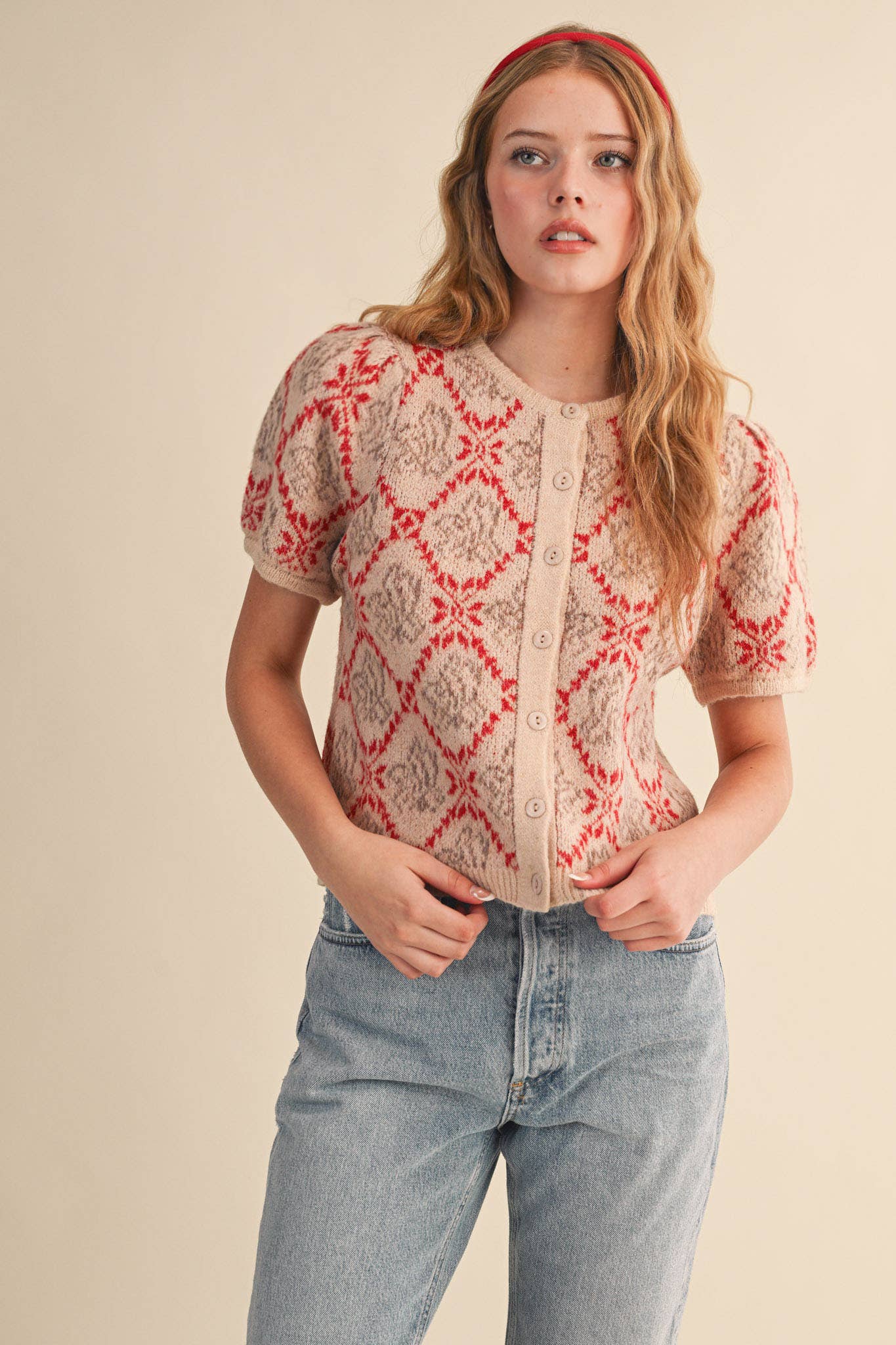 &MERCI - Wholesale Cardigan - Women's - FLORAL SHORT SLEEVE SWEATER CARDIGAN MSW1125829