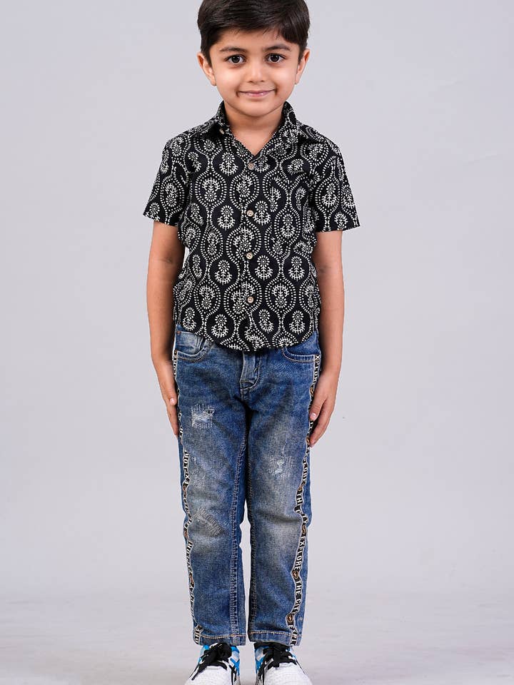 Boy's Ethnic Printed Half-Sleeves Shirts for wholesale by Riddhi Siddhi