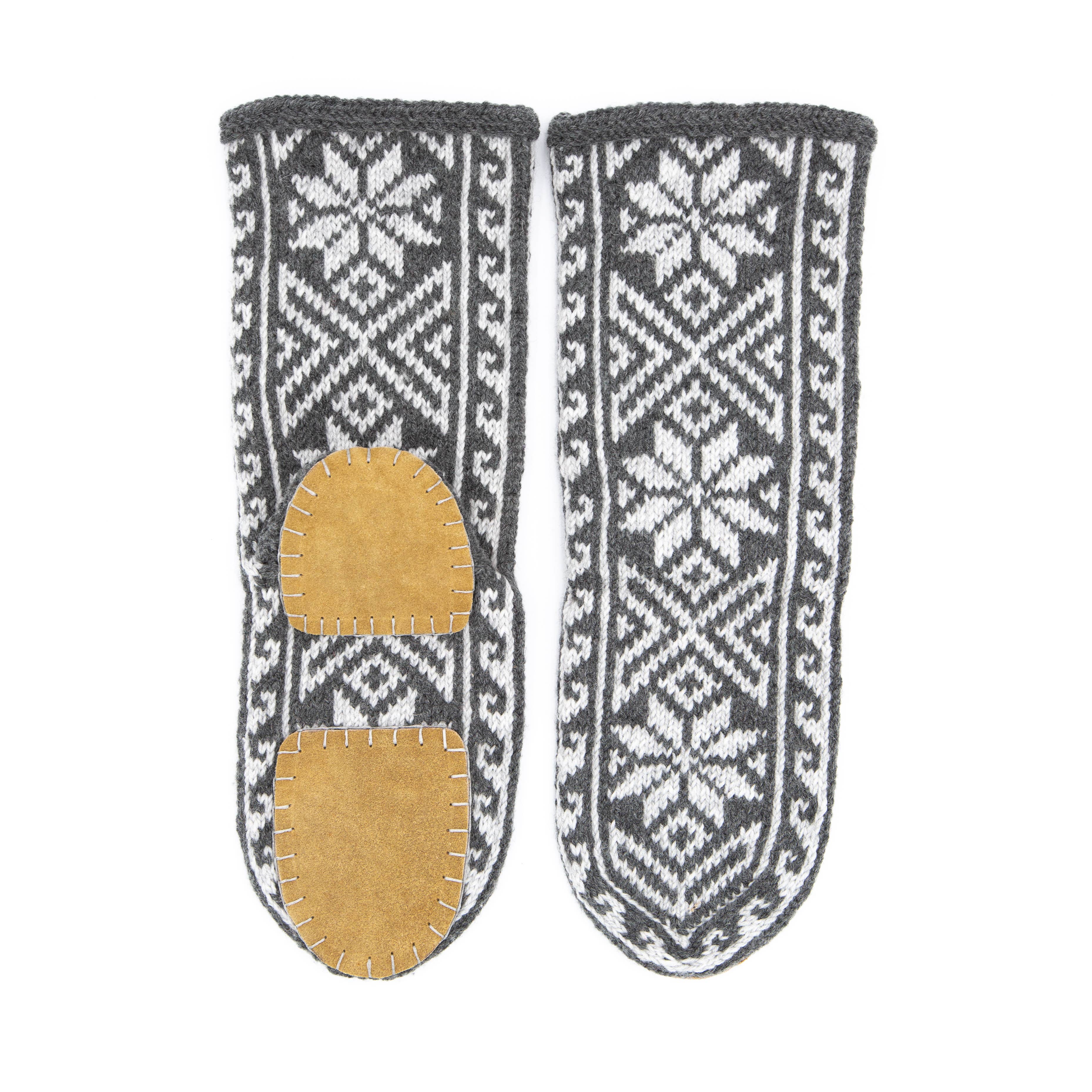 Azerbaijani Socks - Vente Chaussons chaussettes – femme - Chaussettes-chaussons pour femmes adultes : Longues grises (Individuelles)1