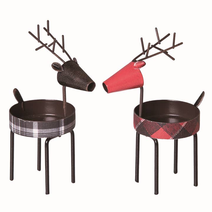 Transpac - Wholesale Decorative Tabletop Object - CLOSEOUT Christmas Metal Reindeer Container Decor Set 2