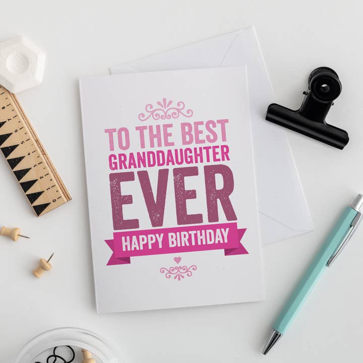 Best Granddaughter Ever Birthday Card for wholesale by A is for Alphabet Ltd