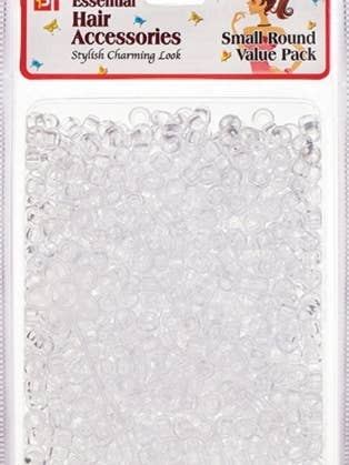 LOT ÉCONOMIQUE DE PERLES RONDES, PETITES, TRANSPARENTES pour la vente par MI Hair Distribution