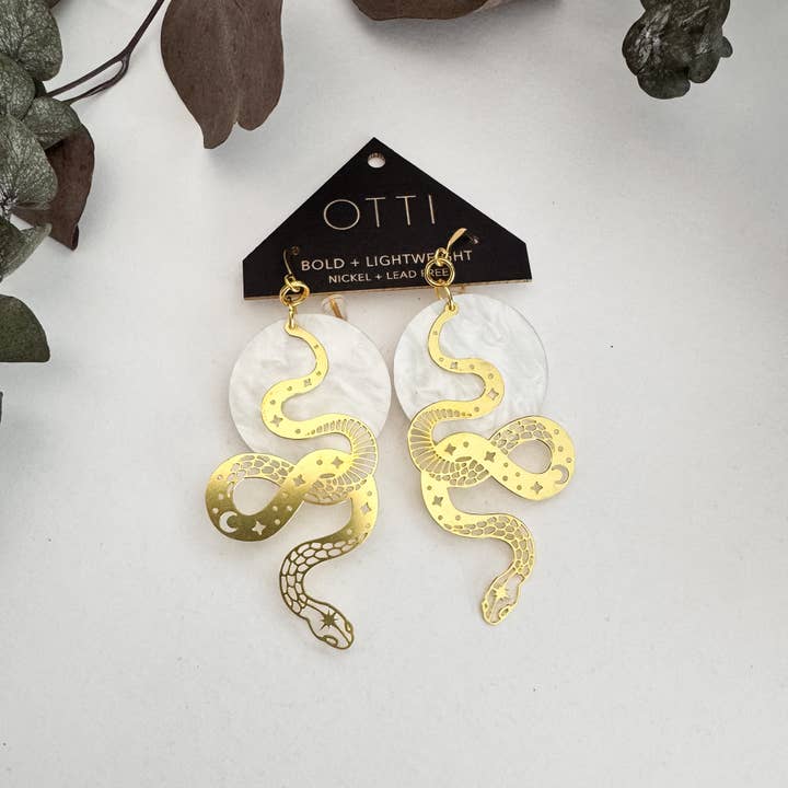 OTTI - Wholesale Dangle Earrings - Gold Snake Earrings: Cut-Out1