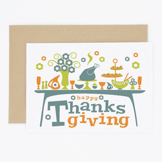 Mitten Century Modern Tabell Thanksgiving Card för wholesale av Madame Annie et Fils