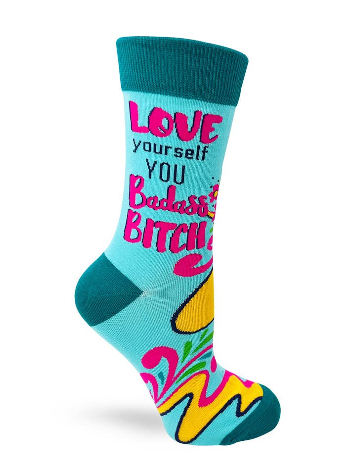 Fabdaz - Wholesale Socks - Women's - Love Yourself You Badass Bitch Ladies' Novelty Crew Socks1