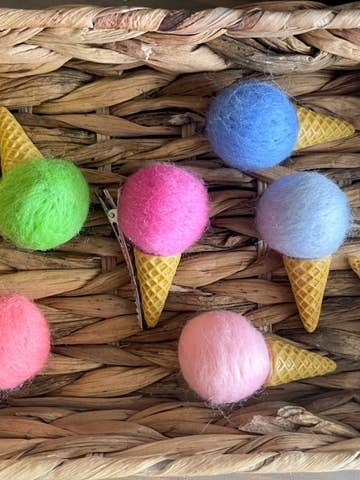 Ice Cream Cone Felt Shaped Hair Clip for wholesale by Made With Magic