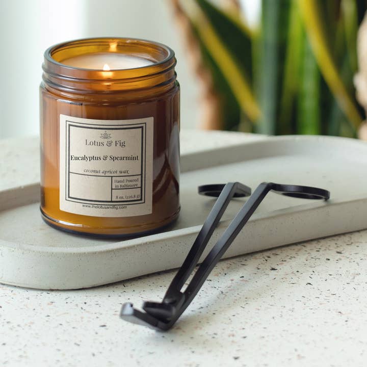 Eucalyptus & Spearmint 8 oz Candle for wholesale by Lotus & Fig