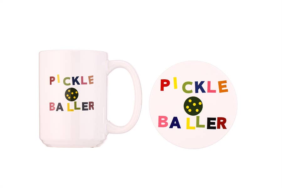 Nima Accessories Inc - Venta al por mayor Taza - Juego de Taza de Café y Posavasos con Tema de Pickle Baller1