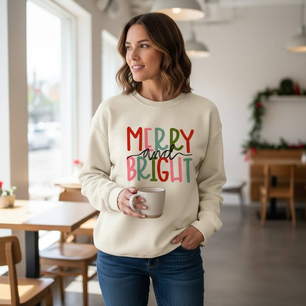 The Candy Collections - Wholesale Graphic Sweatshirt - Women's - Merry & Bright Christmas sweater sweatshirt crewneck 0