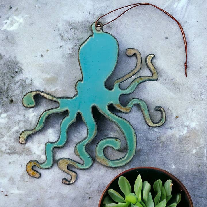 Octopus Ornament Nautical recycle eco friendly beach ocean for wholesale by Iron Jewel