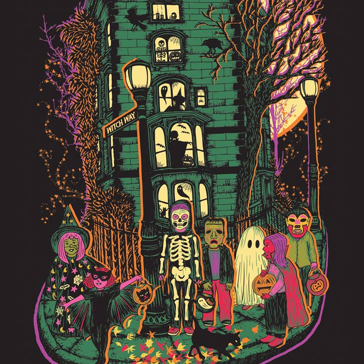 Lost Plots - Vente Affiche d'art - Affiche « Maison hantée » imprimée « Trick Or Treat » pour Halloween1