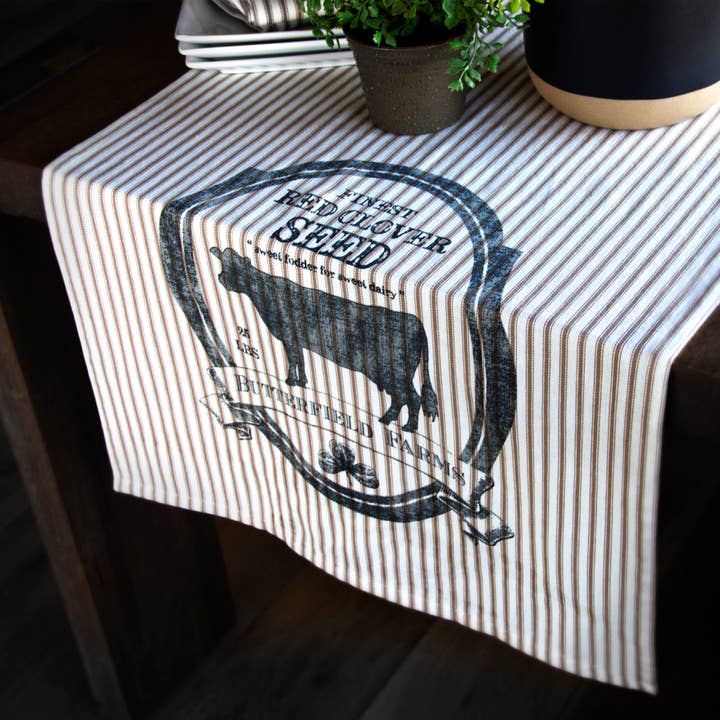 Heritage Lace - Wholesale Table Runner - Butterfield Farms Ticking Stripe 20x54 Cotton Table Runner
