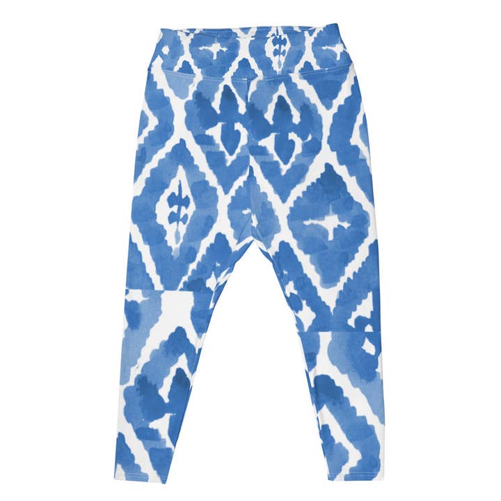 Blue Adire Plus Size Leggings for wholesale by Craftmerce Inc