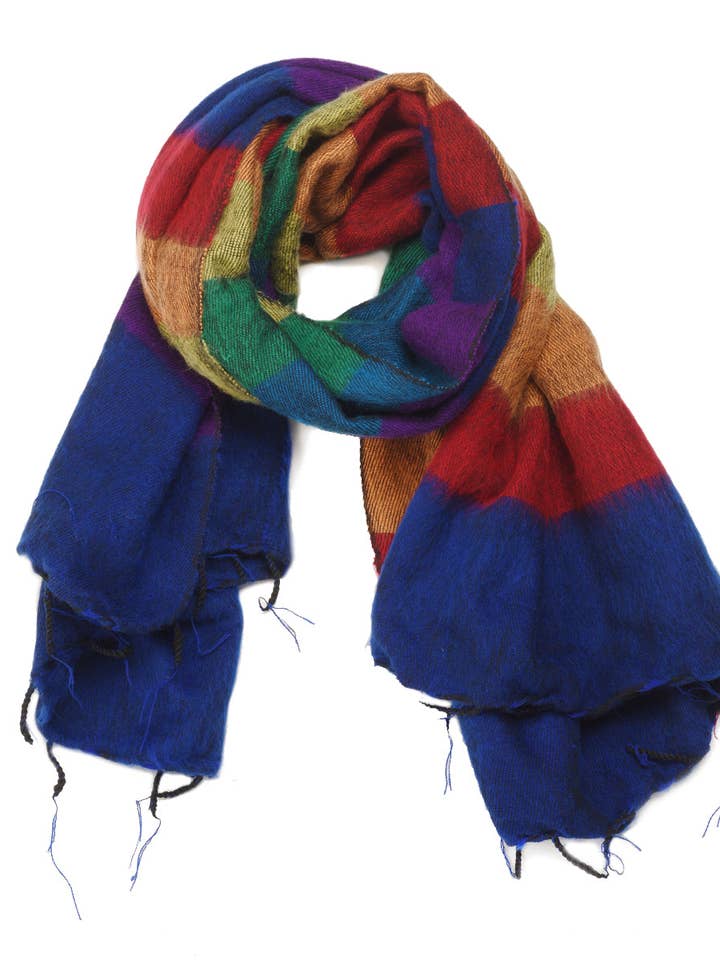 Châle rayé tissé brossé en arc-en-ciel pour la vente par Zig Zag Asian Collection