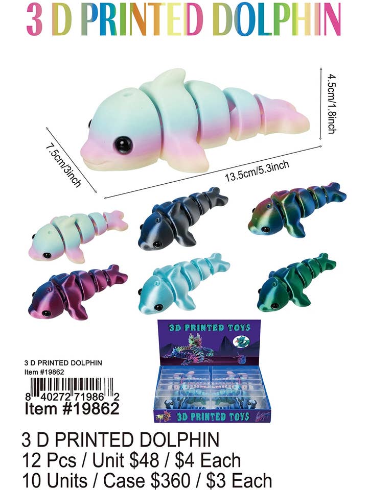 3D Printed Dolphin 12 Pcs. for wholesale by Puka Creations