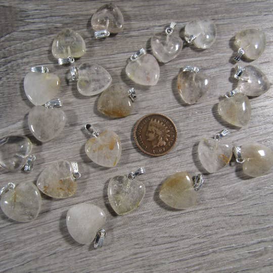 Keystone Crystals - Wholesale Individual Charm/Pendant - Small Rutilated Quartz Heart Pendant – Gemstone Jewelry3